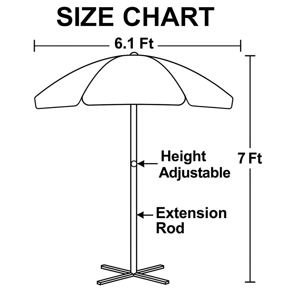 RAINPOPSON 7ft Garden Umbrella with UV Protection – Heavy-Duty, No Stand, Ideal for Outdoor Use (Green) - Image 6