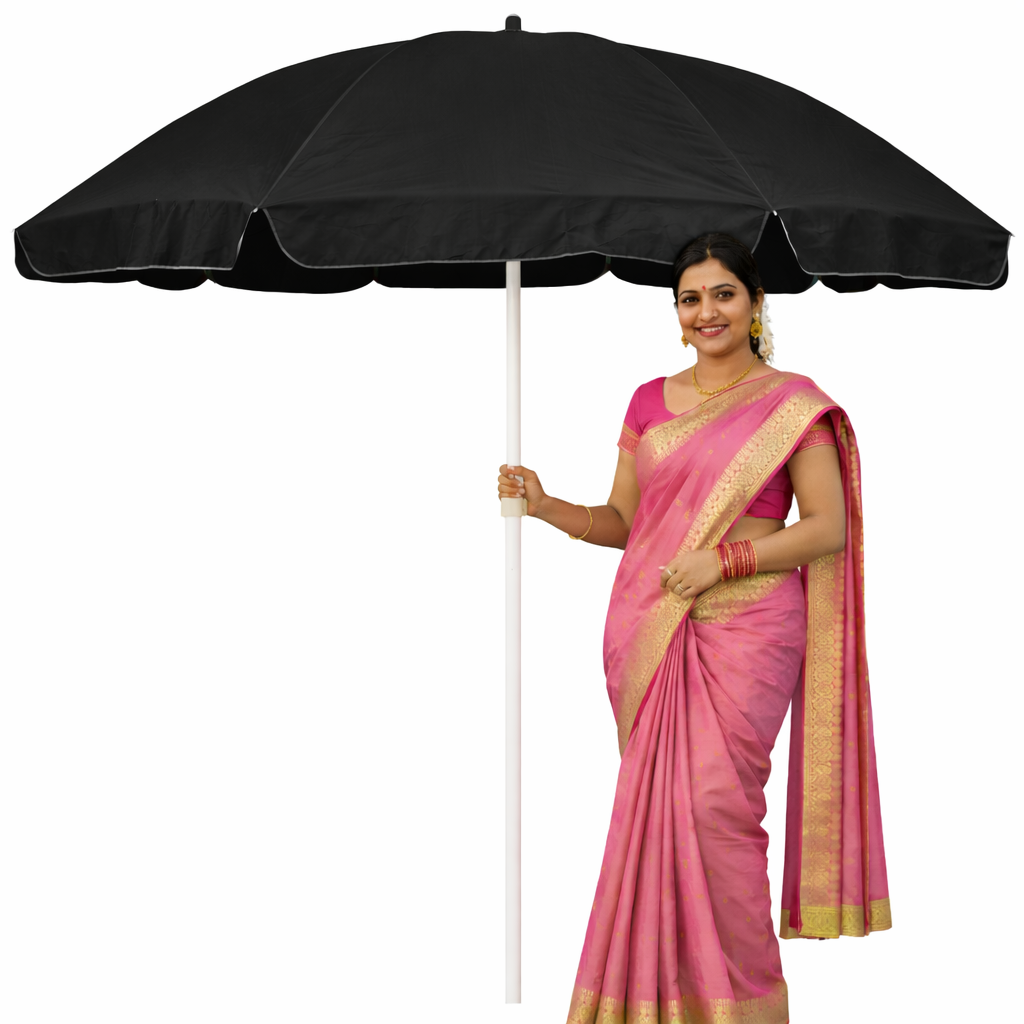 RAINPOPSON 7ft Patio Umbrella with UV-Resistant Fabric | Without Stand, Perfect for Outdoor Events and Gardens (Black)