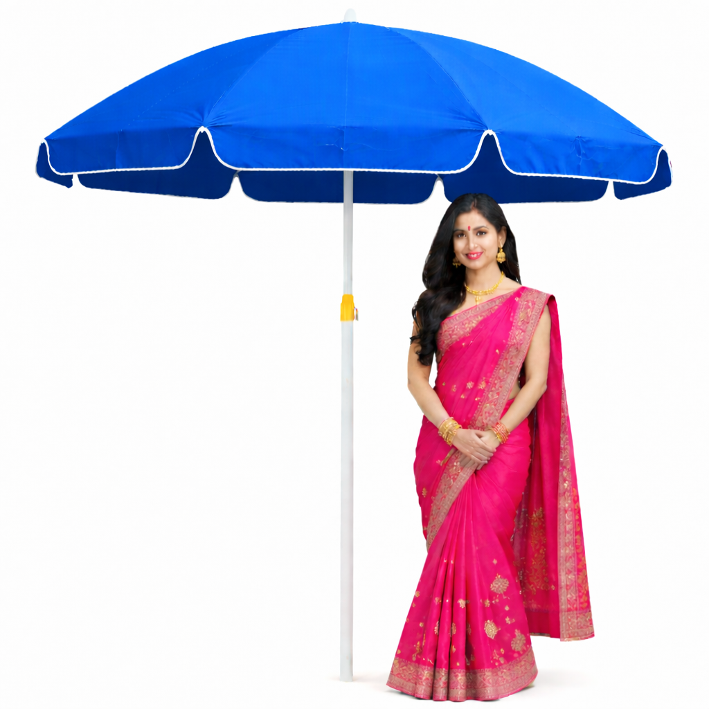 RAINPOPSON 7ft Patio Garden Outdoor Umbrella – UV-Protected, Heavy-Duty Fabric (Blue)
