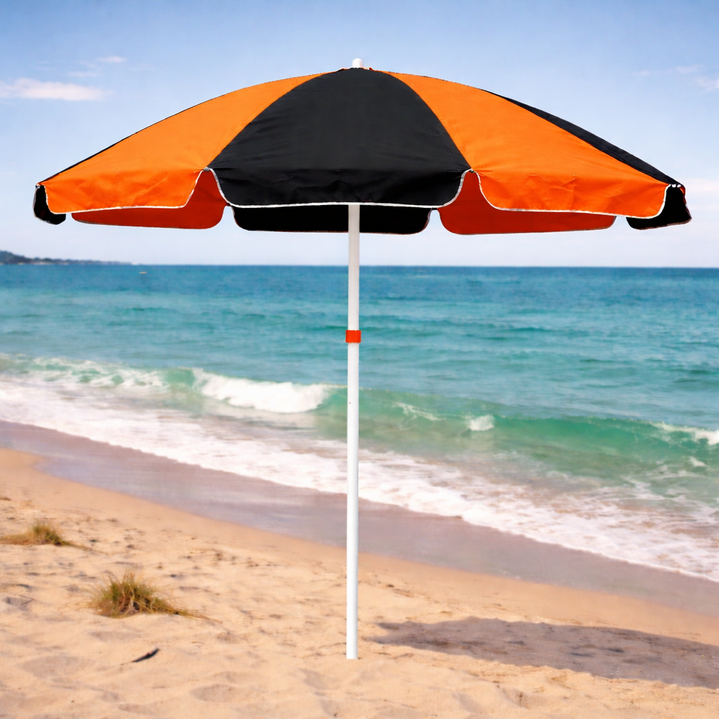 RAINPOPSON 7ft Garden Umbrella – UV-Protected, Ideal for Outdoors, Without Stand (Orange Black)
