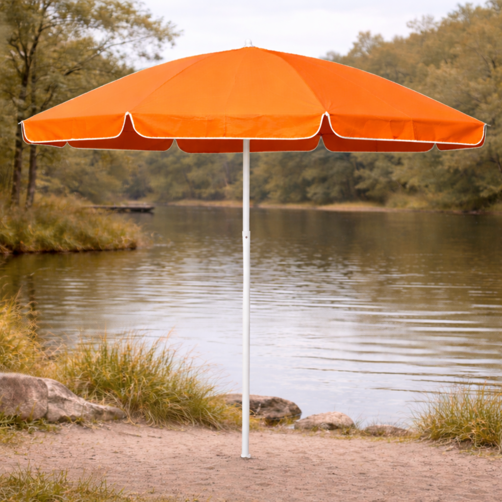 RAINPOPSON 7ft Garden Umbrella with UV Protection – Heavy-Duty, No Stand, Ideal for Outdoor Use (Orange)