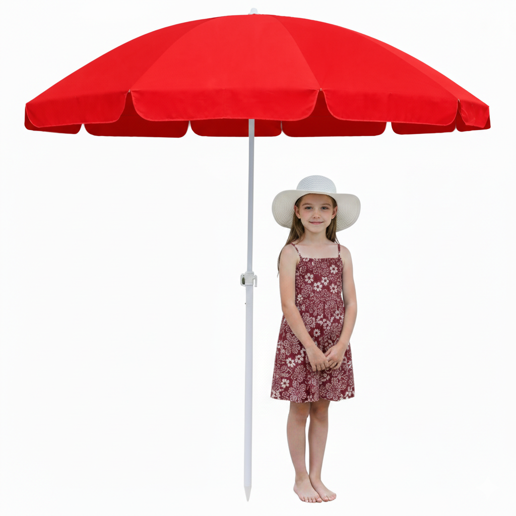 RAINPOPSON 7ft Patio Umbrella UV-Resistant, Durable Fabric, No Stand – Perfect for Garden and Outdoor Spaces (Red)
