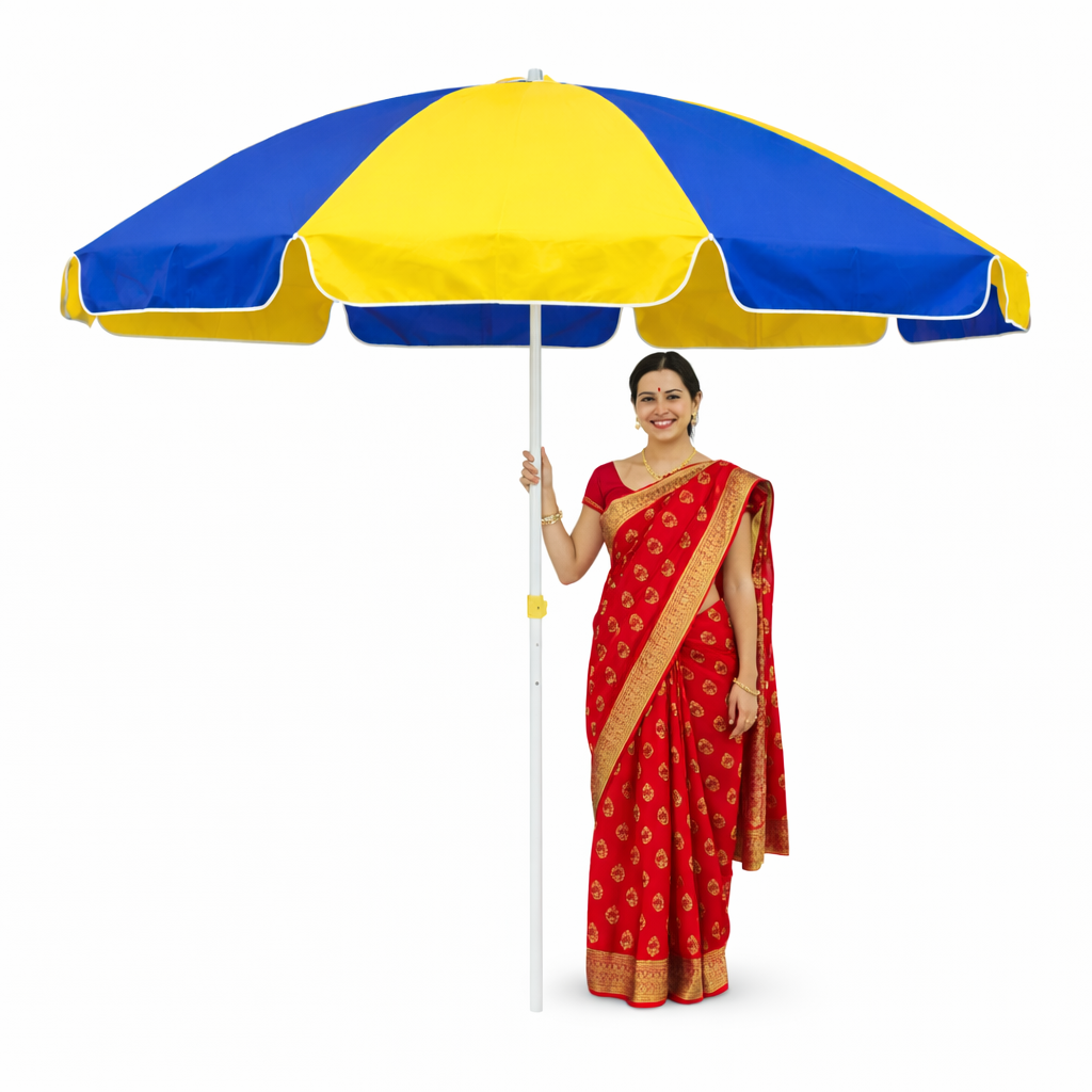 RAINPOPSON 6ft UV-Resistant Umbrella without stand – Beach & Garden Parasol (Yellow & Blue)