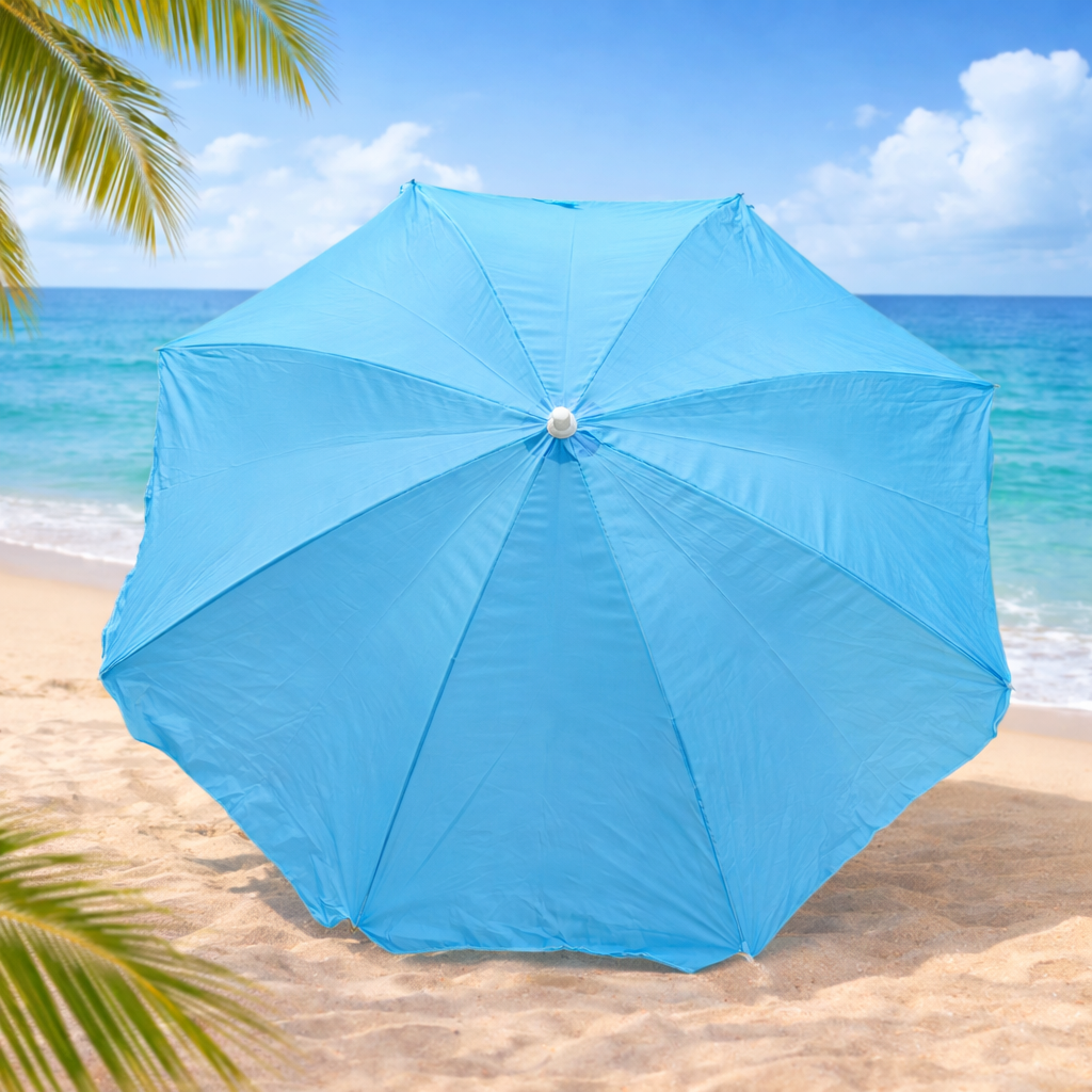 RAINPOPSON 6Ft Patio Garden Umbrella with Stand – Waterproof Outdoor Sun & Rain Shade (Cyan)) - Image 2