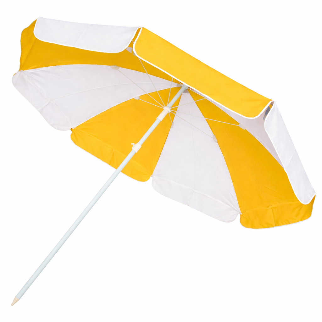 RAINPOPSON Stripe Garden Umbrella 6ft with stand -Garden Outdoor Umbrella for Rain (Yellow + White) - Image 2