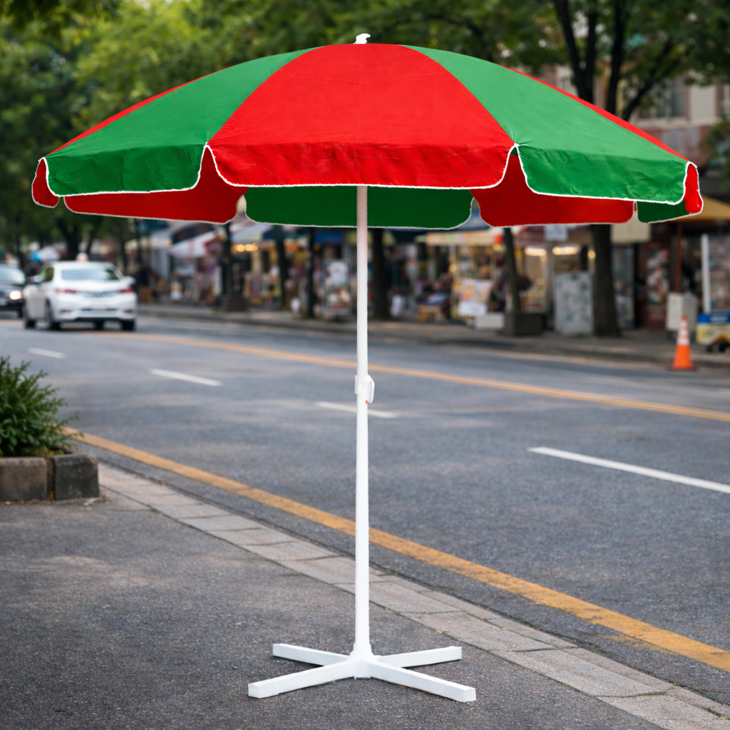 RAINPOPSON Garden Umbrella With Stand 6ft - Sun & Rain Protection Garden Umbrella0 (Green& Red)
